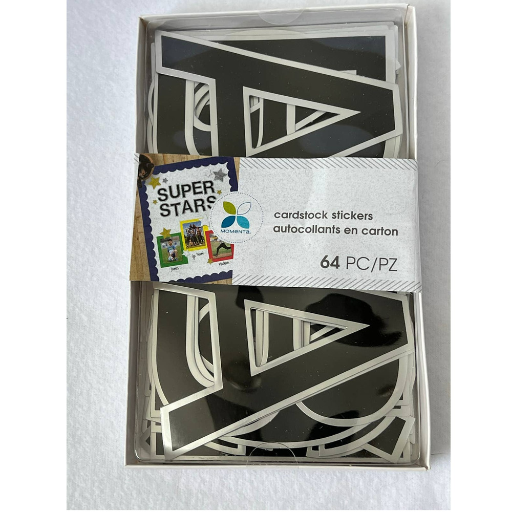 MOMENTA CARDSTOCK STICKERS BLACK AND SILVER 64 PC